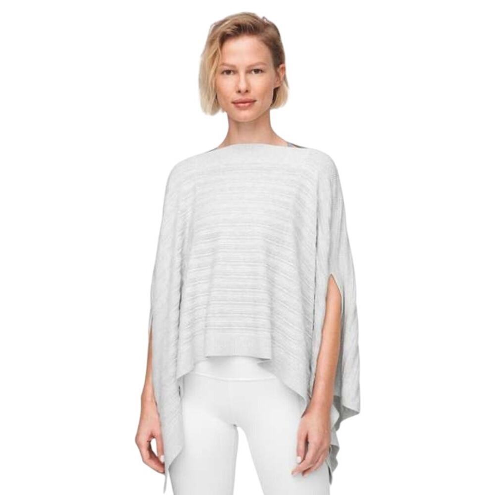 LULULEMON Forwarded Flow Knit Poncho Cape Sweater Light Gray One Size